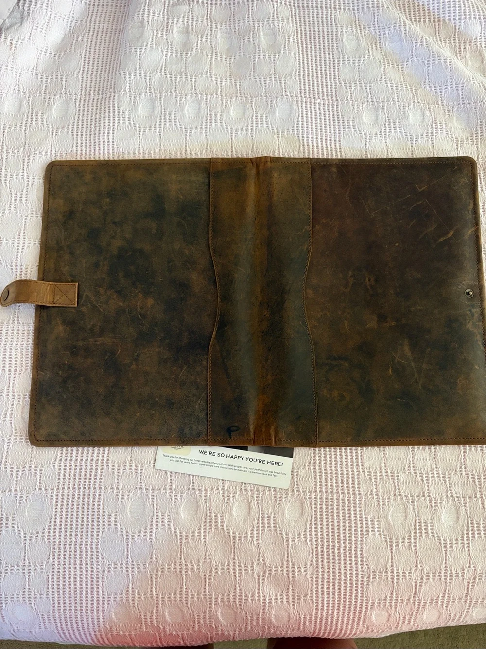 Nomad Craft Leather Padfolio Binder With Pen Professional Portfolio Brown New